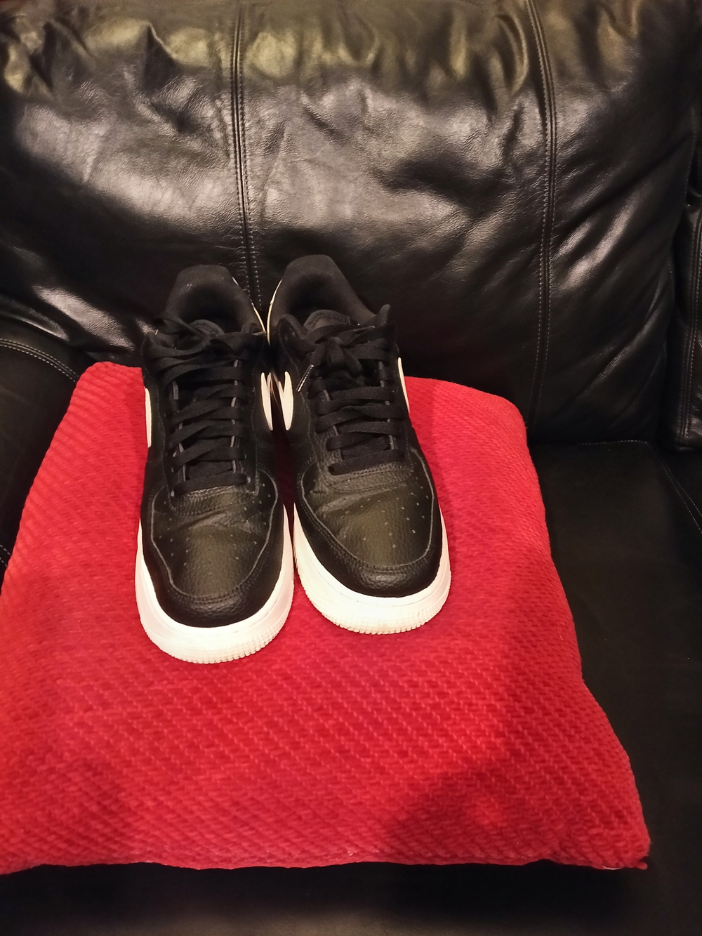 Nike Black Low-Top Air Force One Sneakers with White Sole
